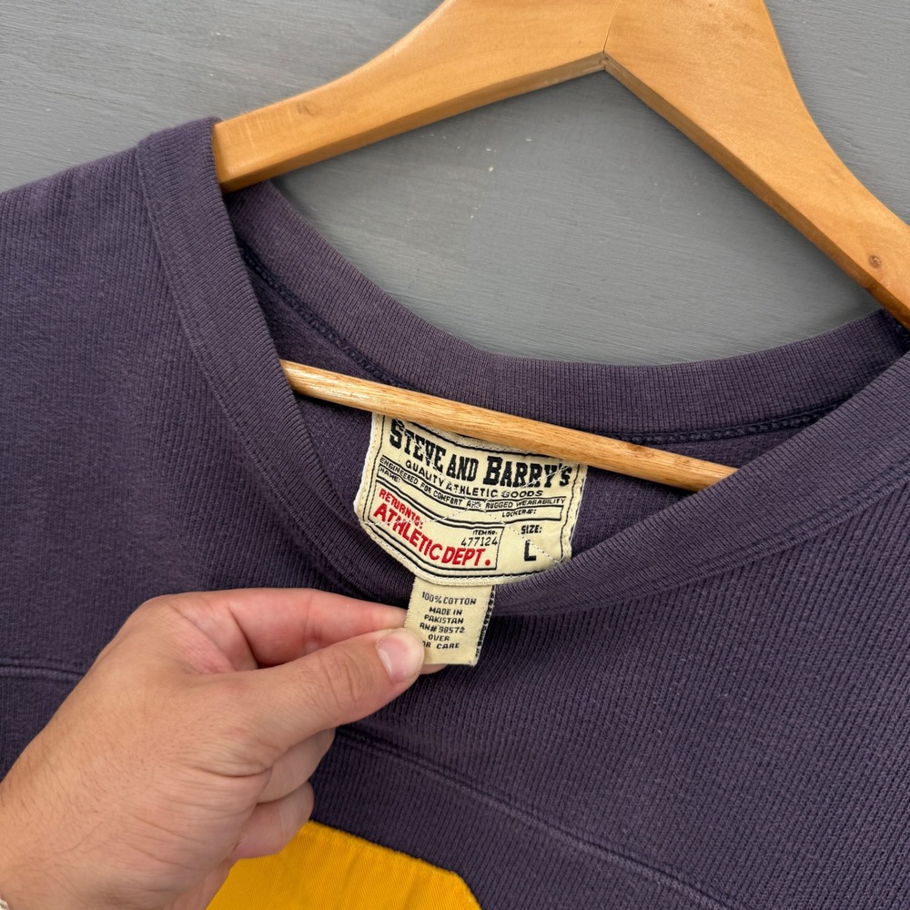 Vintage Steve and Barry's Athletic Dept Shirt Purple Long Sleeve Ribbed 8 Large - Picture 3 of 5